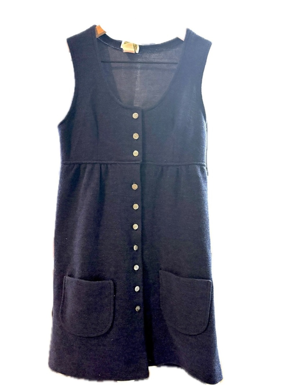 Vintage Barclay Square 70s Blue Polyester House Dress Size 7/8